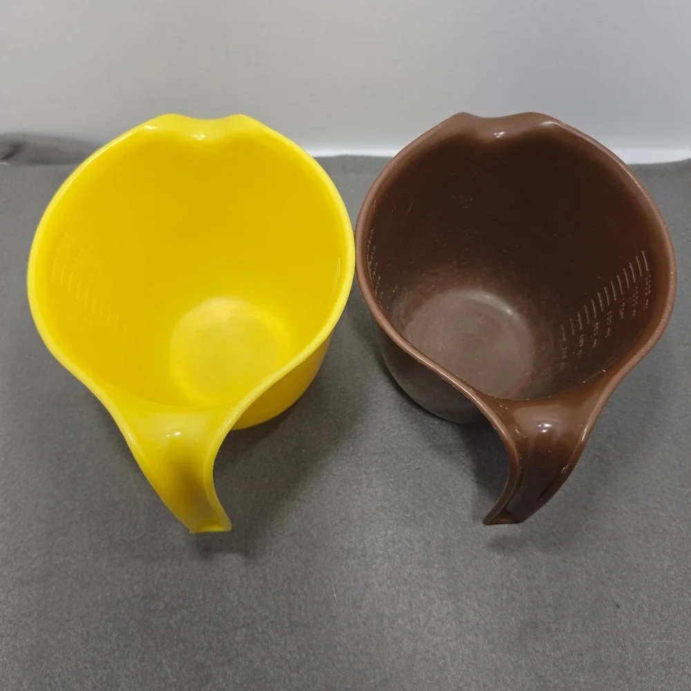 Vintage Tupperware 1.4L Measuring Mixing Pitcher Set Yellow Brown Retro 6 Cup  G